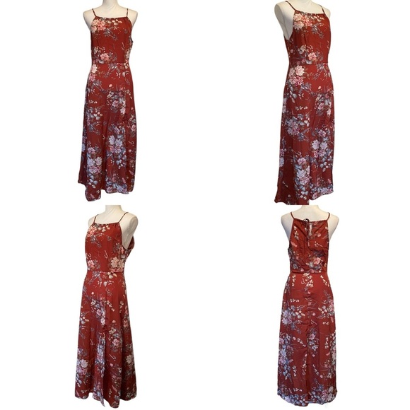 SHEIN Floral Thin Strap Orange Maxi Dress Women’s Small - Picture 1 of 14